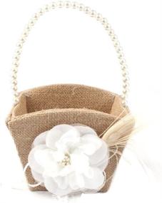 img 2 attached to 💐 Bodosac 2PCS Burlap Flower Girl Basket – Vintage Rustic Wedding Ceremony Essential with Pearl Handle
