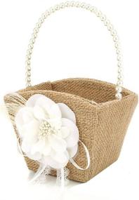 img 3 attached to 💐 Bodosac 2PCS Burlap Flower Girl Basket – Vintage Rustic Wedding Ceremony Essential with Pearl Handle