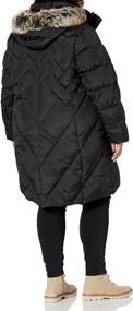 img 1 attached to Stylish & Warm: LONDON FOG Women's Plus Size Snap Front Hooded Multi Pattern Quilt Down Coat