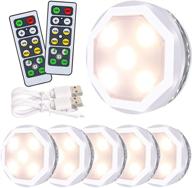 💡 6 pack of rechargeable puck lights with remote control - wireless led under cabinet lighting for kitchen counter, closet, tap lights - stick on lights (warm white) логотип