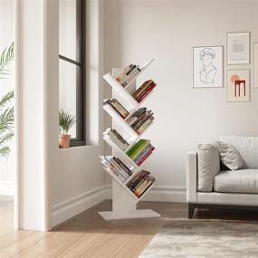 img 3 attached to 📚 YITAHOME Tree Bookshelf: 9-Shelf Floor Standing Modern Bookcase for Living Room, Bedroom, and Home Office – White