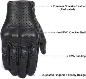 img 2 attached to Full Finger Black Leather Armored Women's Touchscreen Motorcycle Gloves - Ladies Motorbike Gloves (M), Rose Line Design (G01W-Black Leather)