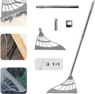 🧹 multifunctional 2-in-1 broom and mop: magic floor sweeper for quick dirt, pet hair, and liquid removal. also ideal for dry wiping glass, windows, mirrors, and tiles. adjustable, thickened, and lengthened design in grey color. includes self-adhesive hook. logo