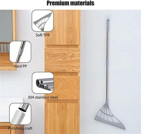 img 3 attached to 🧹 Multifunctional 2-in-1 Broom and Mop: Magic Floor Sweeper for Quick Dirt, Pet Hair, and Liquid Removal. Also Ideal for Dry Wiping Glass, Windows, Mirrors, and Tiles. Adjustable, Thickened, and Lengthened Design in Grey Color. Includes Self-Adhesive Hook.