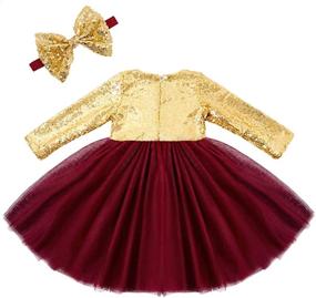 img 3 attached to 🌸 Cilucu Flower Girl Dresses for Toddlers: Sequin Party Dress with Long Sleeve, Prom Cocktail Gown in Rose Gold/Offwhite