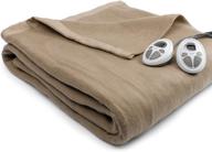 🔥 cozy and warm: sunbeam imperial nights twin heated blanket for ultimate comfort in mushroom, poly/cotton blend logo