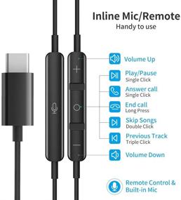 img 1 attached to Биминг USB C наушники - HiFi Стерео Type C наушники с микрофоном и регулировкой громкости для Google Pixel, iPad Pro, MacBook и многого другого с портом c (Черный)