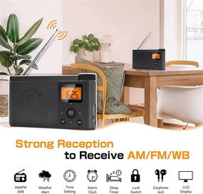 img 2 attached to 📻 Greadio AM FM Weather Alert Radio - Portable Transistor NOAA Radio with Outstanding Reception, Battery Operation or USB Charging, Alarm Clock, Time Setting, Earphone Jack, LCD Display for Home, Outdoor, and Seniors