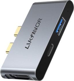 img 4 attached to 🔌 LIKFAVOR USB-C адаптер для MacBook Pro 2020, 3-в-1 USB-C к адаптеру HDMI - 4K HDMI, USB 3.0, Thunderbolt 3, мультипортовый адаптер HDMI для MacBook Pro Air 2020-2018