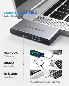 img 2 attached to 🔌 LIKFAVOR USB-C адаптер для MacBook Pro 2020, 3-в-1 USB-C к адаптеру HDMI - 4K HDMI, USB 3.0, Thunderbolt 3, мультипортовый адаптер HDMI для MacBook Pro Air 2020-2018