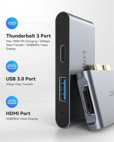 img 3 attached to 🔌 LIKFAVOR USB-C адаптер для MacBook Pro 2020, 3-в-1 USB-C к адаптеру HDMI - 4K HDMI, USB 3.0, Thunderbolt 3, мультипортовый адаптер HDMI для MacBook Pro Air 2020-2018