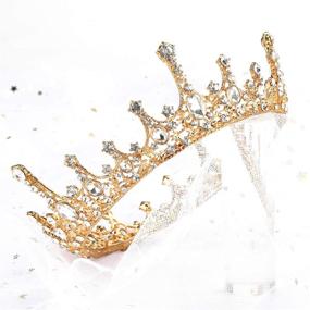 img 1 attached to 👑 Gold Crown for Women with Gemstones - Makone Crowns and Tiaras, Hair Accessories for Bridal Wedding, Prom Gifts (Crown 11, Gold)
