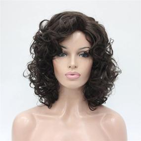 img 3 attached to 💁 Chestnut Brown Afro Curl Full Synthetic Wig for Women - Short Length