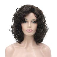 💁 chestnut brown afro curl full synthetic wig for women - short length logo