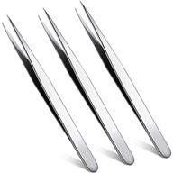 3-piece stainless steel pointed tweezers set: eyelash extensions, blackhead remover, precision eyebrow splinter removal logo