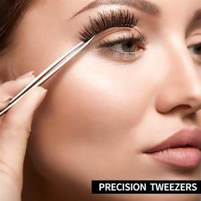 img 2 attached to 3-Piece Stainless Steel Pointed Tweezers Set: Eyelash Extensions, Blackhead Remover, Precision Eyebrow Splinter Removal