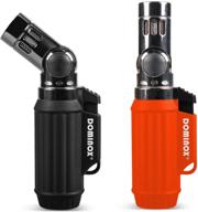 🔥 dominox torch lighter twinset: refillable, adjustable 4 jet flame lighters for bbq, camping & grilling (2pcs, butane gas not included) logo