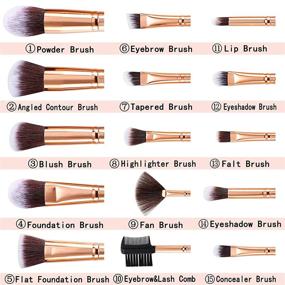 img 3 attached to 💄 15PCs Marble Makeup Brush Set - Premium Synthetic Kabuki Brushes for Powder, Blush, Contour, Foundation, Concealer, Eyeshadow + Makeup Sponge and Cleaner Brush Egg