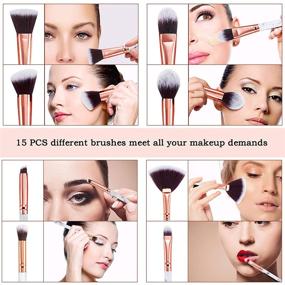 img 1 attached to 💄 15PCs Marble Makeup Brush Set - Premium Synthetic Kabuki Brushes for Powder, Blush, Contour, Foundation, Concealer, Eyeshadow + Makeup Sponge and Cleaner Brush Egg