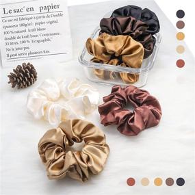 img 1 attached to 💆 Satin Hair Scrunchies - 6 Pack Hair Ties for Frizz Prevention - Soft Scrunchies for Women & Girls - Hair Accessories Gift by Kuaima