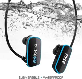 img 1 attached to 🏊 IPX8 Submersible Waterproof MP3 Player Swim Headphone - Flexible Wrap-Around Style Headphones with Built-in Rechargeable Battery, USB Connection, 4GB Flash Memory & Replacement Earbuds - Pyle PSWP6BK