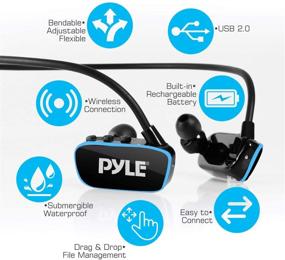 img 2 attached to 🏊 IPX8 Submersible Waterproof MP3 Player Swim Headphone - Flexible Wrap-Around Style Headphones with Built-in Rechargeable Battery, USB Connection, 4GB Flash Memory & Replacement Earbuds - Pyle PSWP6BK