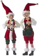 🎄 discover raz imports 2021 country kitchmas 16-inch posable elf with champagne glass figurine, assortment of 2 - a whimsical holiday delight! logo
