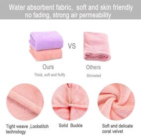 img 2 attached to 👒 AUNINA Quick Dry Hair Towel Wraps, 2 Pack 10x26 inch Hair Hat Caps for Women, Highly Absorbent Turbans for Drying Curly, Long, Thick Hair