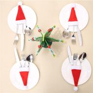 🎅 32 pieces gentlife mini santa hats: christmas silverware holders, wine bottles covers, handmade xmas party table decorations, dinnerware supplies, flatware decor for dinner логотип