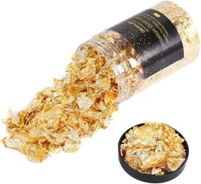 img 1 attached to 🎨 Gexolenu Gilding Metallic Foil Flakes Set for Slime and Resin Jewelry Making with Imitation Gold - Metal Leaf for Nails, Painting, Crafts (1 Bottle, 15 Grams)