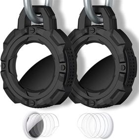 img 4 attached to 🔒 Enhanced Protection for AirTags 2021: 2-Pack Protective Case and Film with Keychain - Black