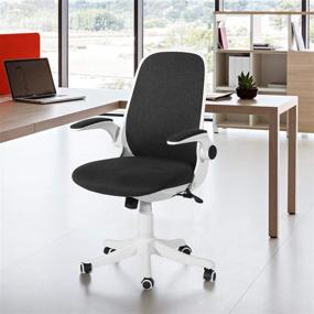 img 2 attached to Black VECELO Home Office Chair: Adjustable Height, Flip-up Arms for Task/Desk Work - Enhanced SEO