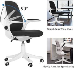 img 1 attached to Black VECELO Home Office Chair: Adjustable Height, Flip-up Arms for Task/Desk Work - Enhanced SEO