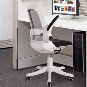 img 3 attached to Black VECELO Home Office Chair: Adjustable Height, Flip-up Arms for Task/Desk Work - Enhanced SEO