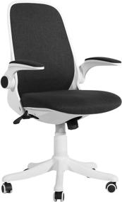 img 4 attached to Black VECELO Home Office Chair: Adjustable Height, Flip-up Arms for Task/Desk Work - Enhanced SEO