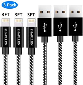 img 4 attached to High Quality iPhone Charger Cable 3Pack 3FT MFi Certified Sharllen Nylon Braided - Fast USB Charging Cell-Phone Lightning Wire Compatible with Multiple Apple Devices