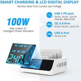 img 1 attached to 💡 Efficient Multi-Device Charger Station: 100W 6-Port Dock with Power Delivery USB C, Quick Charge 3.0 Port, and 4 Mixed Cables Included for iPhone, iPad, Android, and Laptop