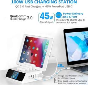 img 3 attached to 💡 Efficient Multi-Device Charger Station: 100W 6-Port Dock with Power Delivery USB C, Quick Charge 3.0 Port, and 4 Mixed Cables Included for iPhone, iPad, Android, and Laptop