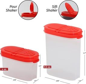 img 3 attached to 🌶️ Clear Plastic Empty Spice Container Spice Jars with Lid – Store and Dispense Spice, Herb, Rub, Sugar, Salt, Pepper – 2-Way Sift/Pour Shaker Lids – Refillable Airtight Jar Set with Red Cap – 8 Pack (4 Mini, 4 Large)