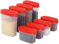 🌶️ clear plastic empty spice container spice jars with lid – store and dispense spice, herb, rub, sugar, salt, pepper – 2-way sift/pour shaker lids – refillable airtight jar set with red cap – 8 pack (4 mini, 4 large) логотип