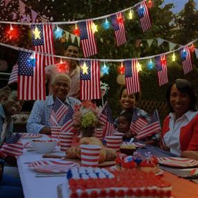 img 3 attached to 🎆 Frienda Independence Day Lights: Red White and Blue Star String Twinkle Lights - 6.6ft, 12 Bright LEDs with American Flags Banner - July 4th Garden, Indoor, Outdoor Décor