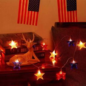 img 1 attached to 🎆 Frienda Independence Day Lights: Red White and Blue Star String Twinkle Lights - 6.6ft, 12 Bright LEDs with American Flags Banner - July 4th Garden, Indoor, Outdoor Décor