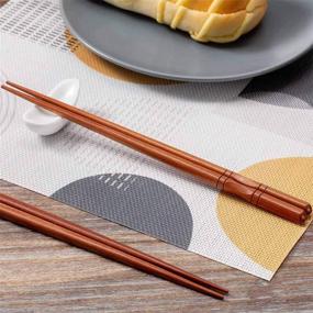 img 3 attached to 🥢 MFJUNS 5-Pairs Reusable Chopsticks Set - Lightweight and Easy-to-Use Japanese Chopstick Collection - Classic Natural Wood Design - Dishwasher Safe - 8.8 Inch/22.5cm Length