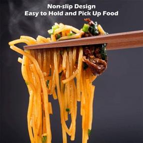 img 1 attached to 🥢 MFJUNS 5-Pairs Reusable Chopsticks Set - Lightweight and Easy-to-Use Japanese Chopstick Collection - Classic Natural Wood Design - Dishwasher Safe - 8.8 Inch/22.5cm Length