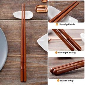 img 2 attached to 🥢 MFJUNS 5-Pairs Reusable Chopsticks Set - Lightweight and Easy-to-Use Japanese Chopstick Collection - Classic Natural Wood Design - Dishwasher Safe - 8.8 Inch/22.5cm Length