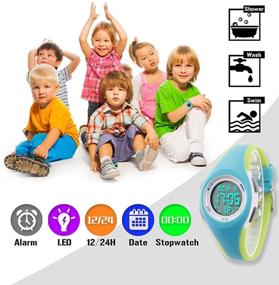img 3 attached to Children's Waterproof LED Sports Watches with Alarm - Ideal for Boys and Girls