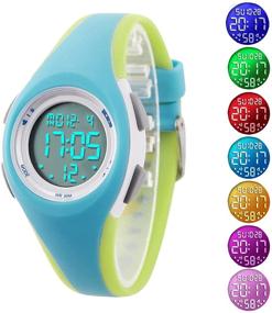 img 1 attached to Children's Waterproof LED Sports Watches with Alarm - Ideal for Boys and Girls
