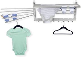 img 2 attached to 👕 BGT Clothes Drying Rack - Wall Mount Laundry Room Organizer with Hooks & Swing Arms, 24" - Metal Laundry Rack in Silver