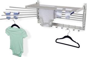 img 4 attached to 👕 BGT Clothes Drying Rack - Wall Mount Laundry Room Organizer with Hooks & Swing Arms, 24" - Metal Laundry Rack in Silver