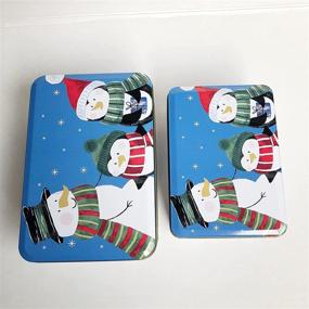 img 2 attached to 2 Pack Christmas Cookie Tins with Lids - Blue Penguins Metal Containers for Gift Giving, Snacks, and Home Storage